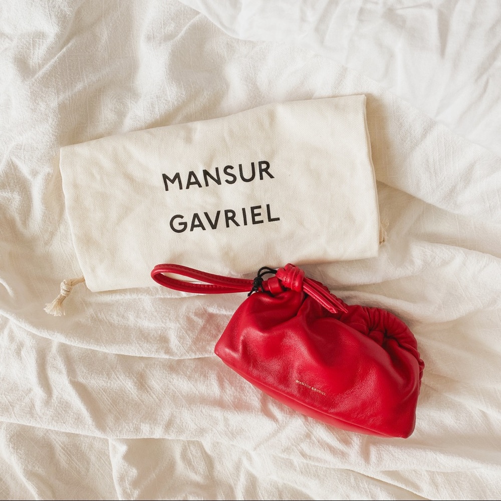 | Mansur Gavriel | Mini Cloud Leather Wristlet | Flamma |